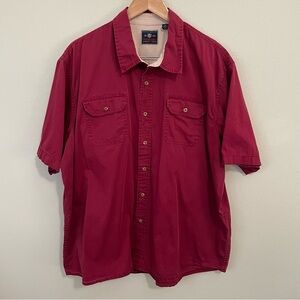 Vintage Wrangler Shirt Mens 2XL Burgundy Red Short Sleeve Button Up Cotton